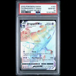 2020 Pokemon Rebel Clash Dragapult VMAX 197/192 PSA 10 Gem Mint - Image 1