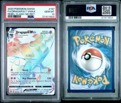 2020 Pokemon Rebel Clash Dragapult VMAX 197/192 PSA 10 Gem Mint - Image 3