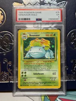 1999 Pokemon Base Set Venusaur Holo Card #15 PSA 5 - Image 1