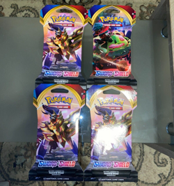 Pokemon Sword and Shield Base Sleeved Booster Set of 4 - Factory Sealed - Image 1