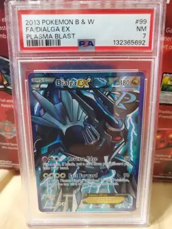 Pokemon 2013 B&W Plasma Blast Full Art PSA 7 Dialga EX #99 - Image 1