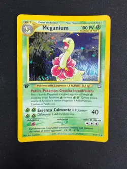 Pokemon Meganium 11/111 Neo Genesis Rara Holo Prima Edizione Wizards ITA Vintage - Image 1
