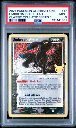 2021 POKEMON CELEBRATIONS CLASSIC COLL #17 UMBREON-GOLD STAR PSA 9 - Image 1