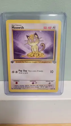 Pokemon TCG Meowth 56/64 Jungle Set 1st Edition LP Vintage - Image 1