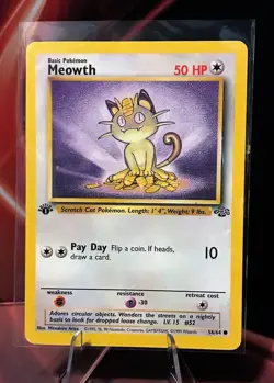 1st First Edition Meowth #56/64 Jungle Set Pokemon TCG - Image 1