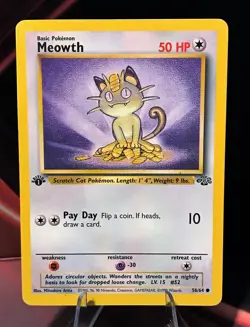 1st First Edition Meowth #56/64 Jungle Set Pokemon TCG - Image 3