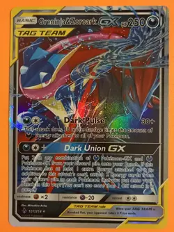 Pokemon Greninja & Zoroark GX Ultra Rare Holo Full Art Unbroken Bonds 107/214 NM - Image 1