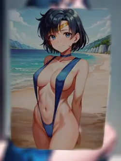 Sailor Moon Sailor Mercury Hentai Bikini Sexy Goddess Waifu Anime Doujin Card - Image 2