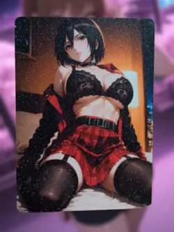Goth Mikasa Attack On Titan Anime Waifu Sexy Goddess Doujin Lewd Card - Image 1