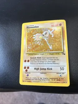 Hitmonlee 7/62 Pokemon TCG Fossil Unlimited Holo Rare Card. SOLID SHAPE! - Image 1