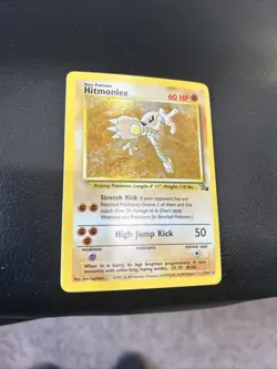 Hitmonlee 7/62 Pokemon TCG Fossil Unlimited Holo Rare Card. SOLID SHAPE! - Image 2