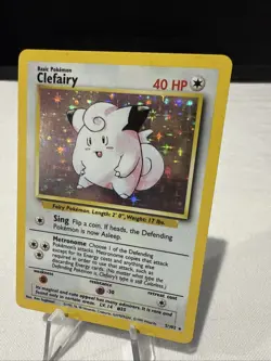 Pokemon TCG Clefairy Base Set Holo Unlimited Rare Card 5/102 LP Condition - Image 1