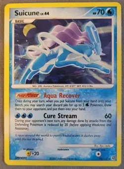 Suicune 19/132 Holo Rare 2007 Pokemon Secret Wonders TCG Card HP - Image 1