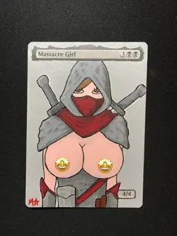 Massacre Girl - Hand Painted Altered Art MTG Anime Girl Magic The Gathering - Image 1