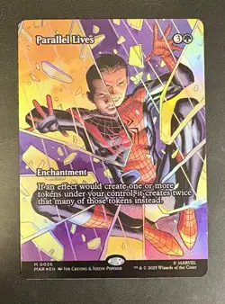 Spider-Man MTG Magic The Gathering Eternal-Legal Borderless Parallel Lives Foil - Image 1