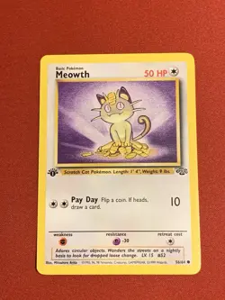 Pokemon TCG Meowth Jungle 56/64 Regular 1st Edition Common - Image 1