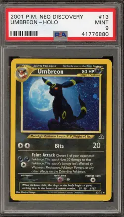Pokemon Umbreon Neo Discovery Unlimited Holo Rare #13 PSA 9 Mint - Image 1