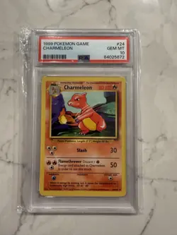 1999 Pokemon Game Base Set #24 CHARMELEON 24/102 PSA 10 Gem Mint Graded - Image 1
