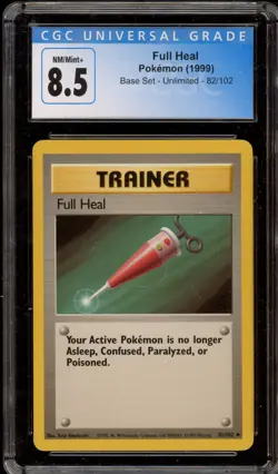 Pokemon Full Heal Base Set Unlimited #82 CGC 8.5 - Image 1