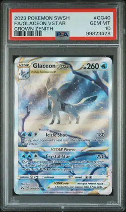 PSA 10 Glaceon VSTAR GG40/GG70 Crown Zenith: Galarian Gallery Ultra Rare Pokemon - Image 1