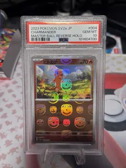 2023 PSA 10 Charmander SV2a JP 004/165 Master Ball Reverse Holo 151 Pokemon Card - Image 1