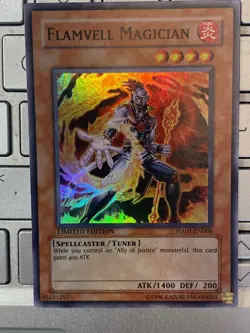 Yugioh Flamvell Magician HA01-EN008 Super Rare Holo near mint condition card - Image 1
