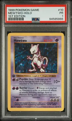 PSA 1 Mewtwo Base Set 1st EDITION SHADOWLESS 10/102 Holo Pokemon Card - Image 1