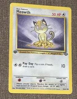 Meowth 56/64 Pokemon TCG Jungle Regular 1st Edition Common Lightly Played LP - Image 1
