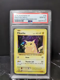 2016 POKEMON XY EVOLUTIONS PSA 10 PIKACHU HOLO CRACKED ICE 35/108 - Image 1