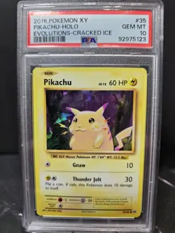 2016 POKEMON XY EVOLUTIONS PSA 10 PIKACHU HOLO CRACKED ICE 35/108 - Image 2