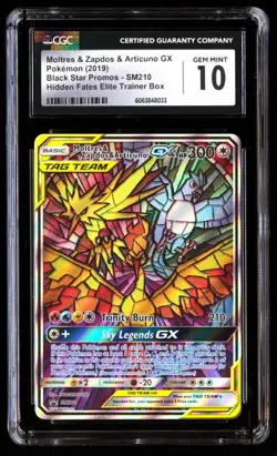 CGC 10 Moltres Zapdos Articuno GX SM210 Pokemon SM Black Star Promo 2019 Hif Eli - Image 1