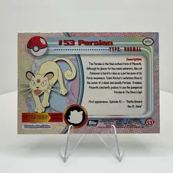 Persian #53 Textured Holo Foil, Vintage 1999 Topps Pokemon TV Animation Edition - Image 2