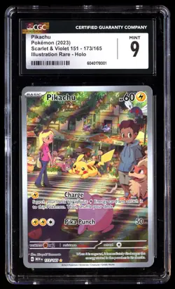 CGC 9 Mint Pikachu 173/165 Pokemon 151 Scarlet violet 2023 IR Graded English - Image 1