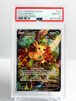 2021 POKEMON SWORD & SHIELD EVOLVING SKIES #167 FULL ART LEAFEON V - PSA 10 - Image 2