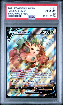 2021 POKEMON SWORD & SHIELD EVOLVING SKIES #167 FULL ART LEAFEON V - PSA 10 - Image 4