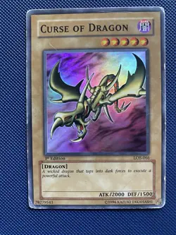 Yu-Gi-Oh! TCG Curse of Dragon LOB-066 Unlimited Edition Super Rare LP - Image 1
