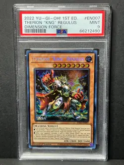 2022 YuGiOh 1st ED Dimension Force Therion King Regulus DIFO-EN007 PSA 9 - Image 1