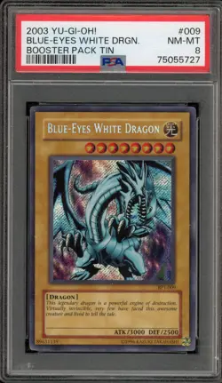 Yu-Gi-Oh! Blue-Eyes White Dragon Booster Pk. Tin Secret Rare Promo BPT-009 PSA 8 - Image 1