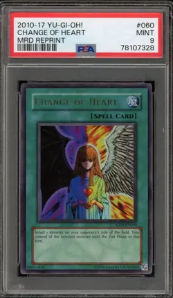 Yu-Gi-Oh! Change of Heart Metal Raiders 2010-17 Reprint Ultra MRD-060 PSA 9 - Image 1