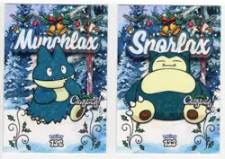 POKEMON - CARDS CHRISTMAS BY PRISMA - MUNCHLAX & SNORLAX *CRACKED ICE STAR HOLO - Image 1