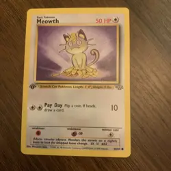 Pokemon TCG Meowth Jungle Card 56/64 1st Edition Common Light Play - Image 1