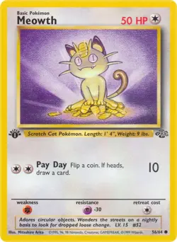 Meowth 56/64 Common Jungle 1st Edition Non Holo Pokemon Card - Image 1