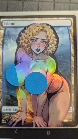 Island x Sugar Fireplace Topless (foil) MtG Alter Hand-Crafted! Anime Waifu - Image 1