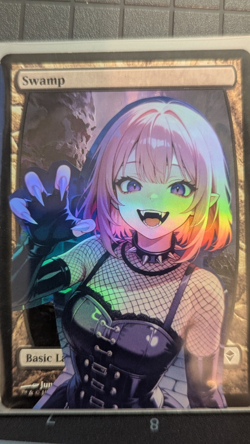 Swamp x Neffie RAWR (foil) MtG Alter Hand-Crafted! Anime Waifu - Image 1