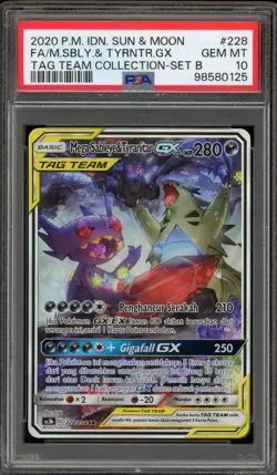 Pokemon M Sableye & Tyranitar GX Tag Team Set B INDONESIAN Alt Art #228 PSA 10 - Image 1