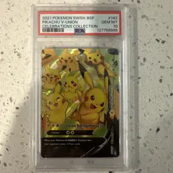 PSA 10 GEM MINT Pikachu V-Union (Bottom Right) SWSH142 Celebrations Pokemon Card - Image 1