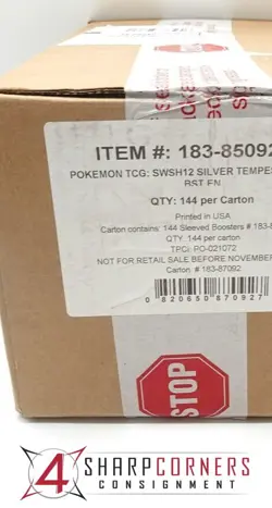 POKEMON SWSH SILVER TEMPEST 144-SLEEVED BOOSTER PACK CASE FACTORY SEALED - Image 1