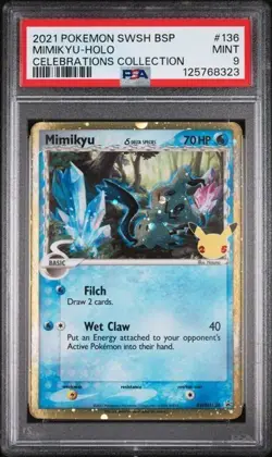 2021 POKEMON SWSH PROMO CELEBRATIONS COLLECTION #136 MIMIKYU HOLO PSA 9 - Image 1