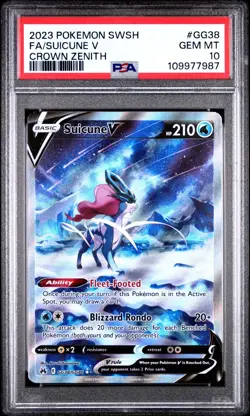 Suicune V GG38/GG70 Alt Art Crown Zenith Pokemon TCG PSA 10 GEM MINT - Image 1
