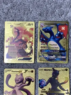 Pokemon Set of 15 Charizard,Pikachu,Mewtwo,Mew&More Gold Foil Fan Art Cards - Image 2